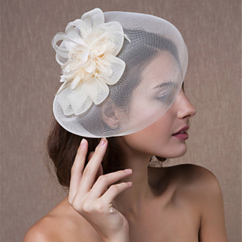 Bride Fedoras – épingle à cheveux avec Clip pour femmes, accessoire pour cheveux, pour fête de mariage, fil de maille, fleur, chapeau ► Photo 1/6