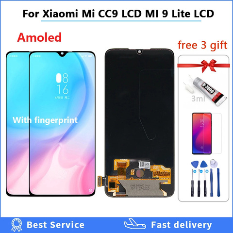 6.39 ''Super AMOLED pour Xiaomi Mi CC9 LCD MI 9 Lite lcd affichage 10 écran tactile numériseur remplacement pour MI9 Lite MI CC9 LCD ► Photo 1/6