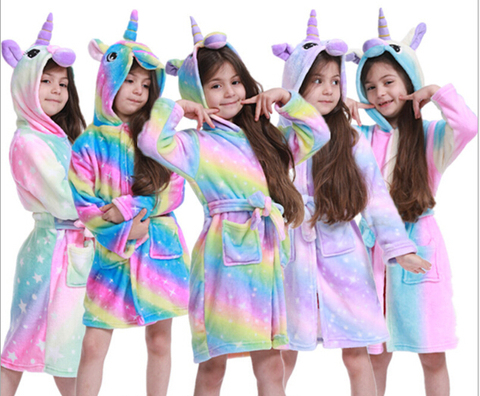 Peignoirs à capuche en flanelle pour enfants en bas âge, peignoir, pyjama, arc-en-ciel, vêtements de nuit pour enfants ► Photo 1/1