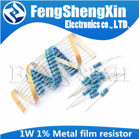 Résistance à film métallique 1W, 50 pièces/lot, 1% 1R ~ 1M 2.2R 4.7R 10R 22R 47R 100R 220R 470R 1K 10K 100K 2.2 4.7 10 22 47 100 220 ohm ► Photo 1/6