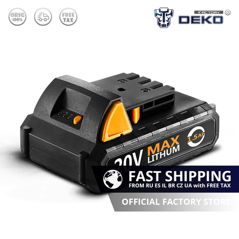 Offre spéciale DEKO Battery20V-Y 20V MAX 1500mAh Lithium Ion batterie pour GCD20DU2 perceuse électrique perceuse sans fil ► Photo 1/2