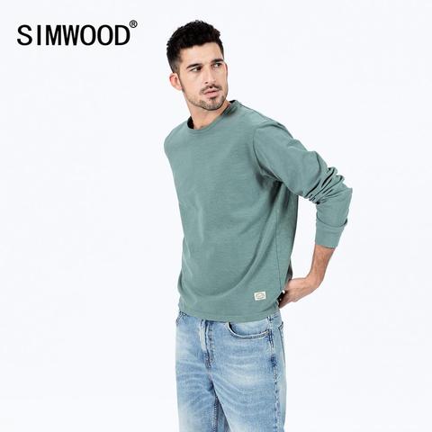 SIMWOOD 2022 automne nouveau Melange T-Shirt hommes solides hauts flammé coton-Jersey col rond T-Shirt haute qualité grande taille t-shirts SJ170114 ► Photo 1/6
