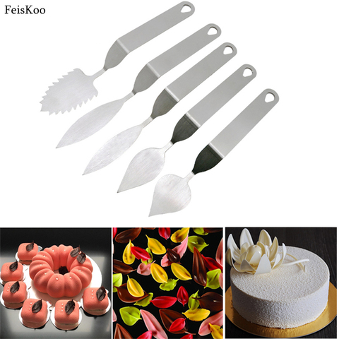 Couteau spatule à feuilles de chocolat en acier inoxydable, outils de modélisation, outils de fabrication de Mousse de chocolat, outils de décoration de gâteaux, cuisson pour boulangerie ► Photo 1/6