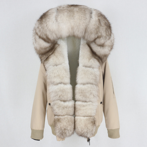 OFTBUY – veste à capuche avec col en vraie fourrure naturelle de renard pour femme, Parka imperméable, Streetwear chaud et détachable, nouvelle collection hiver 2022 ► Photo 1/6