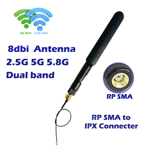 Antenne WiFi double bande 20cm, câble U.FL/IPEX vers RP SMA Pigtail 2.4GHz 5GHz 5.8GHz, pour Drone FPV UAV et PS4 construire répéteur mifi. ► Photo 1/6