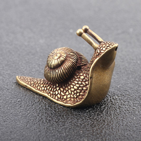 Mini escargot en cuivre pur rétro, Figurine artisanale, décoration de bureau, laiton Antique, Animal Miniature, thé artisanal, porte-encens ► Photo 1/6