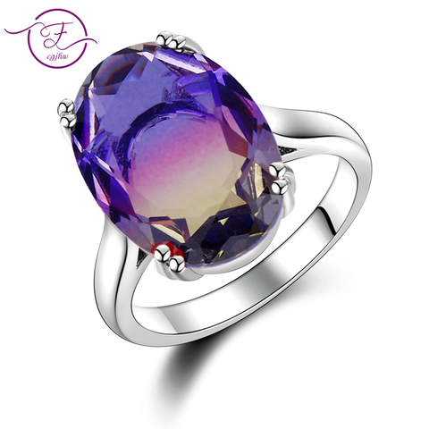 FCGJHW-bague de mariage aristocratique, grande ovale, 13x18MM, Tourmaline multicolore, bijoux de mariée, cadeau d'anniversaire de fête ► Photo 1/6