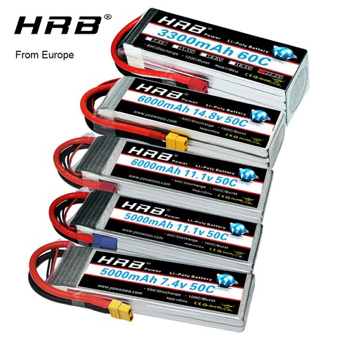 HRB Lipo batterie 2S 3S 4S 5S 6S 7.4v 11.1v 14.8v 22.2v 3300mah 4000mah 5000mah 6000mah 7000mah pour voiture RC camion hélicoptère bateau ► Photo 1/6