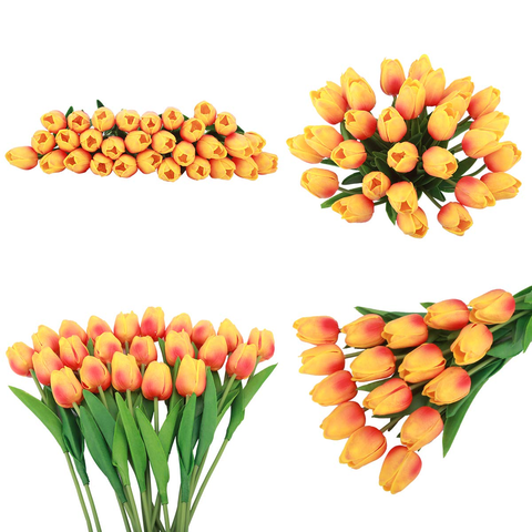 10 Pièces/5 Pièces Tulipe Fleur Artificielle Vraie Touche Artificielle Bouquet Fausse Fleur pour la Décoration De Mariage Maison Garen Décor ► Photo 1/6