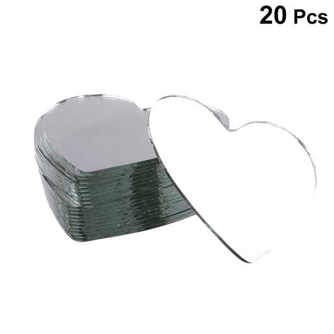 20 pièces en alliage miroir femmes maquillage utiliser miroir Mini coeur forme non fini miroir lentille pour bricolage Art Craft ► Photo 1/6