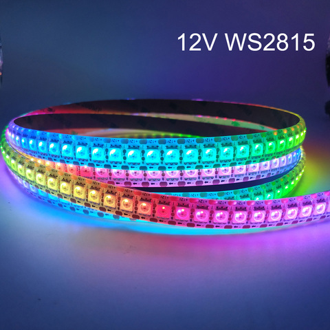 Bande lumineuse RGB LED à double Signal, 12V WS2815 (WS2812B WS2813 mis à jour), 30/60/144 diodes/m ► Photo 1/6