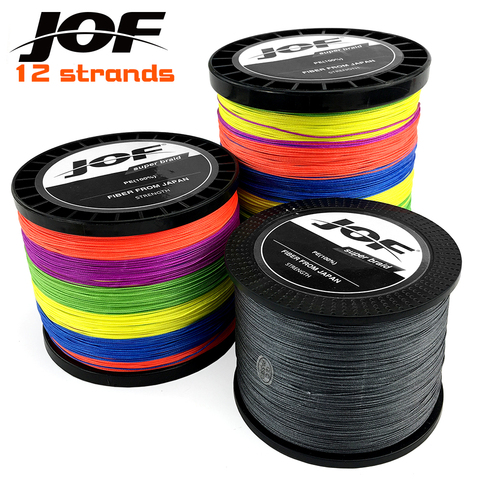 JOF 1000m 500m 300m 100m 12/9/8 brins PE tresse multicolore Super puissance japon Multifilament ligne pour pêche de merde ► Photo 1/6