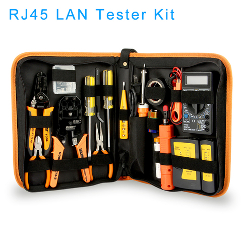 17 en 1 Kit d'outils de réparation électronique RJ45 RJ11 LAN testeur réseau testeur réseau câble Tracker pince à sertir pince à sertir ► Photo 1/6