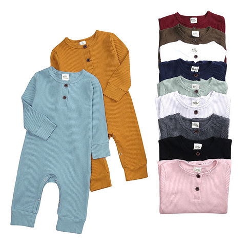 Couleur unie bébé vêtements fille barboteuses mode bébé garçon vêtements coton à manches longues enfant en bas âge barboteuse vêtements pour bébés 0-24 mois ► Photo 1/6