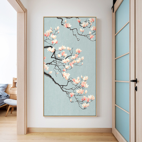 Toile de peinture de fleurs originales chinoises, nouvelles affiches et imprimés, décor traditionnel, images artistiques murales pour salon, chambre à coucher et allée ► Photo 1/6