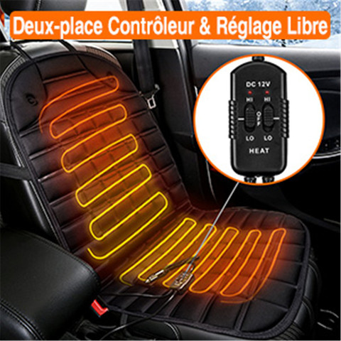 1 paire 12V universel voiture Auto siège avant chauffé chaud épaississement housse coussin chauffage hiver plus chaud électrique coussin chauffant ► Photo 1/6