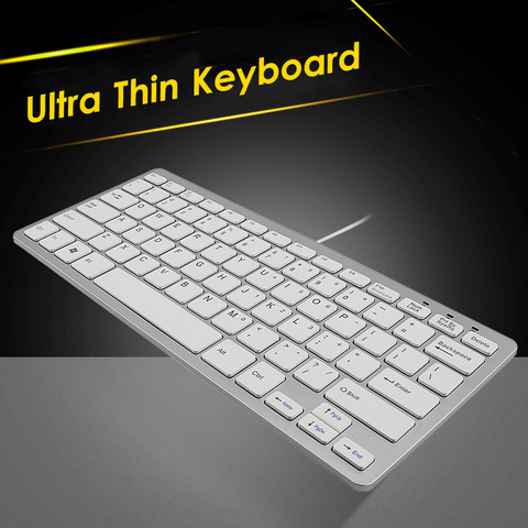 CHYI – Mini-clavier Portable avec câble Usb, Ultra-fin, ergonomique, de bureau, blanc, pour ordinateur PC et Mac ► Photo 1/6