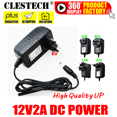 Convertisseur 12V DC 2A AC 100V-240V, 2000ma, 1 pièce, convertisseur, prise ue, 5.5mm x 2.1-2.5mm, pour LED CCTV, livraison gratuite ► Photo 1/4