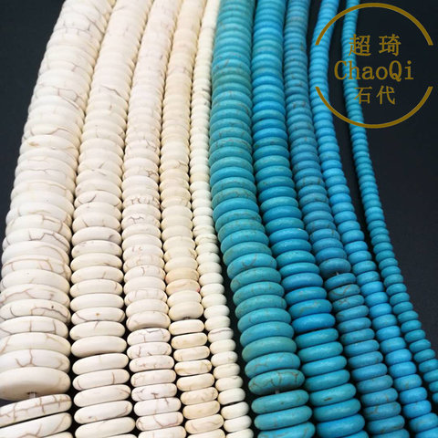 Perles rondes Dia 2*4/3*6/8 ~ 18mm, perles plates, bleues et ivoire, perles rondes, gros ► Photo 1/6