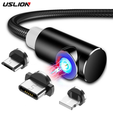 Câble USB magnétique USLION type-c Charge de Charge pour iPhone 12 Xiaomi Redmi Samsung Huawei mate 30 20 pro P20 P10 P9 HONOR ► Photo 1/6