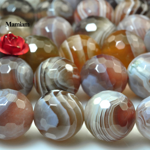 Mamiam-perles rondes à facettes d'agate du Botswana, en pierre ample, conception de bijoux, en pierres précieuses, 6mm, 8mm et 10mm, Bracelet à bricoler soi-même colliers ► Photo 1/5