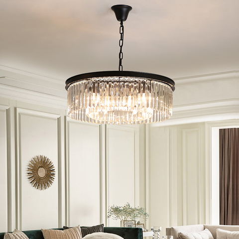 Lampe suspendue industrielle noire au design nordique Vintage, teinte cristal K9, Luminaire d'intérieur, idéal pour un Loft, une salle à manger ou des escaliers ► Photo 1/6