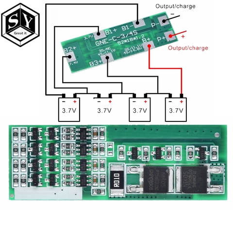 Great IT – carte de Protection pour chargeur de batterie au Lithium Li-ion 4s 8A, polymère, 4 séries, 4 pièces, 3.7, Module de charge, BMS ► Photo 1/6