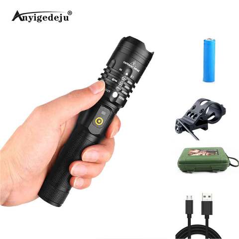 6000 lumens batterie externe lampe de poche led XHP 50 haute puissante tactique lampe de poche usb torche lanterne 18650 chasse lampe Flash ► Photo 1/6