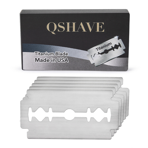 Qshave Double Edge Safety Razor Lame Droite Rasoir Titane Lame Classique Sécurité Rasoir Lame Made in USA, 10 Lames ► Photo 1/6