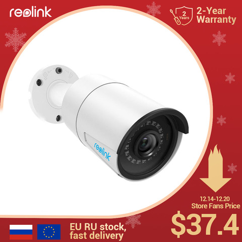 Reolink caméra ip extérieure 5MP PoE étanche infrarouge vision nocturne fente pour carte SD Onvif balle RLC-410 de surveillance vidéo à domicile ► Photo 1/6