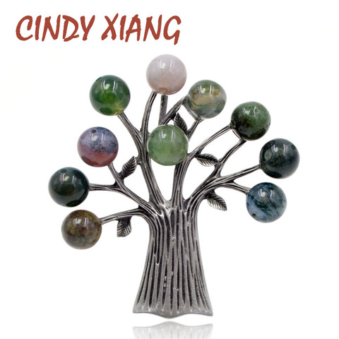 CINDY XIANG-broches d'arbre en pierre, accessoires Vintage, élégantes, 3 couleurs au choix de haute qualité, cadeau, nouveauté 2022 ► Photo 1/6