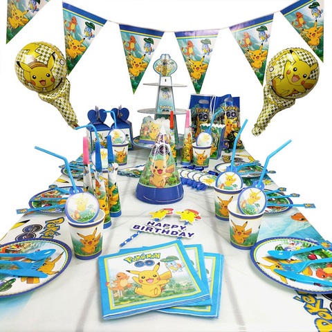 Décoration de fête d'anniversaire pokémon, fournitures de fête