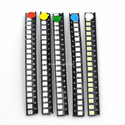5 diodes Super lumineuses, 100 pièces/lot, 3528 1210 SMD, rouge/vert/bleu/jaune/blanc, 20 pièces par Diode, 3.5x2.8x1.9mm, 3528 R/G/B/W/Y ► Photo 1/6