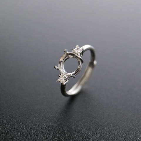 Bague ajustable en argent sterling 925, 5-8MM, ronde, simple, pierre CZ, lunette à dents, solide, 1214033 ► Photo 1/6