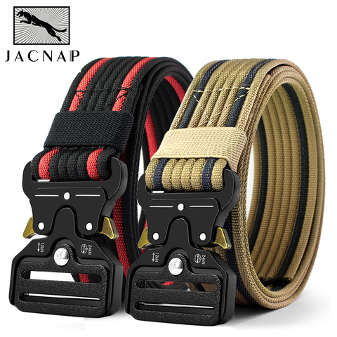 Jacknaip – ceintures militaires tactiques en cuir lourd pour hommes, en Nylon réglable avec boucle en métal, camouflage mixte ► Photo 1/6