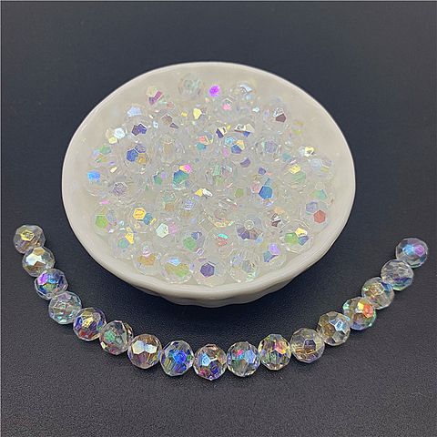 Perles en acrylique transparentes, de forme ovale, pour la fabrication de bijoux, perles à facettes transparentes, 5mm, 6mm, 8mm, 10mm ► Photo 1/2