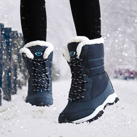 Femmes bottes anti-dérapant imperméable à l'eau hiver cheville bottes de neige femmes plate-forme chaussures d'hiver avec fourrure épaisse Botas Mujer cuissardes ► Photo 1/6