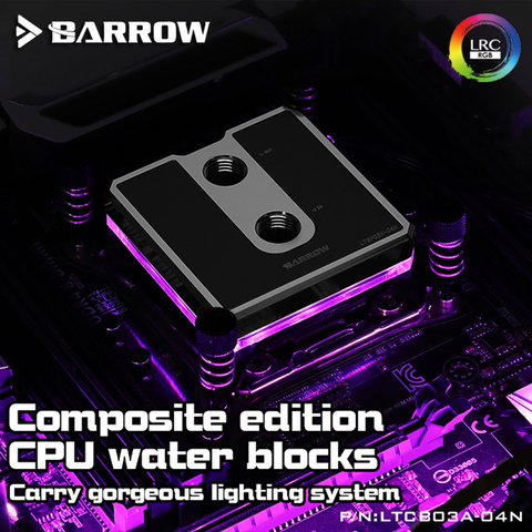 Barrow LTCP03A-04N-blocs d'eau à processeur Composite pour Ryzen AM3/AM4, modèle POM/barss en option, bloc pour Microwaterway, LRC 2.0 5v 3 broches ► Photo 1/4