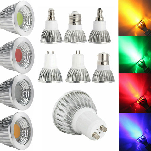 Lampe LED de sport haute puissance, COB GU5.3, GU10, E27, E14, E12, 6W, 9W, 12W, variable, ampoule rouge, vert, bleu, jaune, AC 110V, 220V ► Photo 1/6
