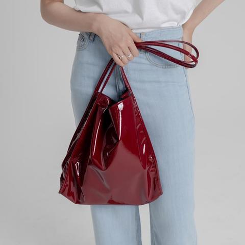 Sac à main Vintage en cuir verni pour femmes, sac de Shopping de grande capacité pour dames, sacs à épaule décontractés de couleur unie, fourre-tout ► Photo 1/6