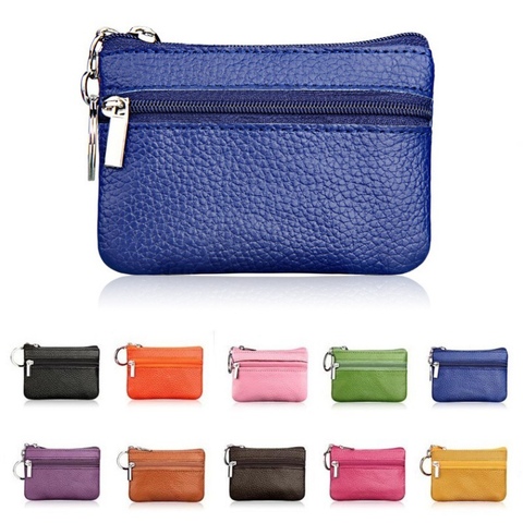 2022 nouvelles femmes en cuir véritable porte-monnaie femme portefeuilles femmes Zipper porte-monnaie enfants stockage poche sacs pochette # C ► Photo 1/6