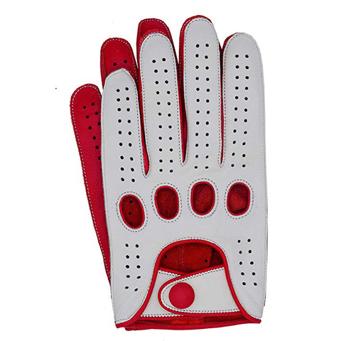 Gants de luxe en cuir de chèvre pour hommes, nouvelle collection de mitaines à bouton troué respirant, gants de conduite pour hommes ► Photo 1/6