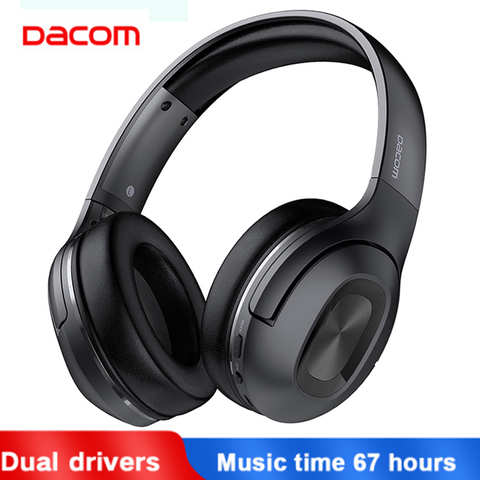 Dacom HF002 casque Bluetooth écouteur sans fil casque au-dessus de l'oreille casque 5.0 67Hrs tête téléphones avec micro pour téléphones ordinateur ► Photo 1/6