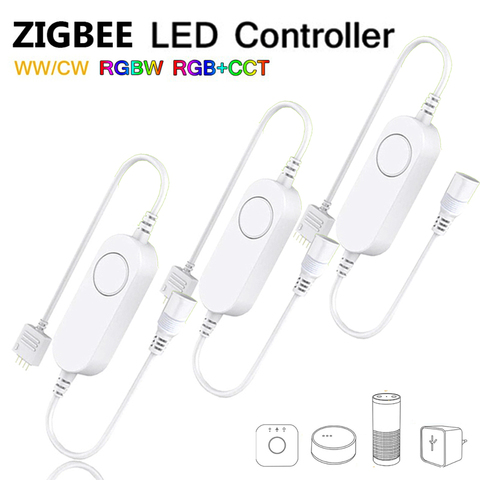 Mini Zigbee DC5V 12V 24V 5050 rvb/RGBW/RGBCW/CCT/gradateur contrôleur de bande LED intelligent APP/commande vocale pour Echo Plus/SmartThings ► Photo 1/6
