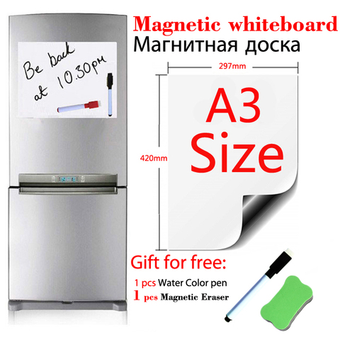 Autocollants en vinyle pour réfrigérateur, tableau blanc magnétique, taille A3, effaçable à sec, pour la cuisine et le bureau ► Photo 1/6