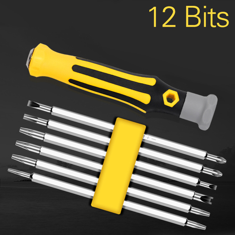 Jeu de tournevis magnétique de précision 12 Btis Torx hexagonal, tournevis à embouts triangulaires, outils manuels de réparation électroniques multiples ► Photo 1/6