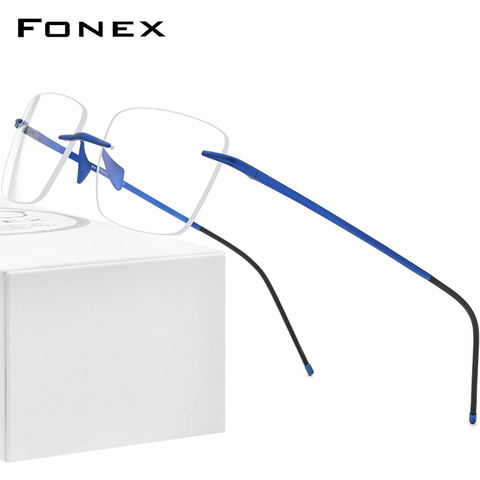 FONEX pur titane lunettes cadre hommes 2022 femmes sans monture Prescription carré lunettes sans cadre myopie optique-lunetterie 8557 ► Photo 1/6