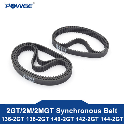 POWGE-courroie de synchronisation synchrone GT3 2MGT 2M 2GT, longueur 136/138/140/142/144, largeur 6mm/9mm, dents 68, 69, 70, 72, 74 à boucle fermée ► Photo 1/5