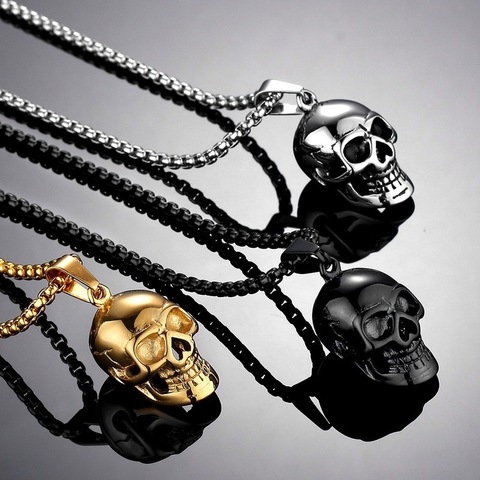 Chaîne Punk en acier inoxydable pour hommes, pendentif Vintage, couleur or, noir, Hip Hop, bijoux Boho ► Photo 1/6