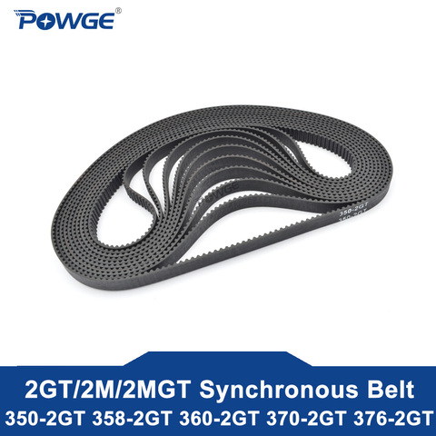 POWGE 2MGT 2M 2GT Synchrone courroie longueur 350/358/360/370/376 largeur 3/6/9/15mm Dents 175 179 180 185 188 GT3 fermé ► Photo 1/4